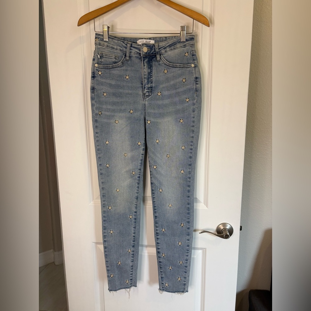 Judy Blue Star Embroidered Jeans High Waist Skinny Fit Size 5/27 - Picture 6 of 14